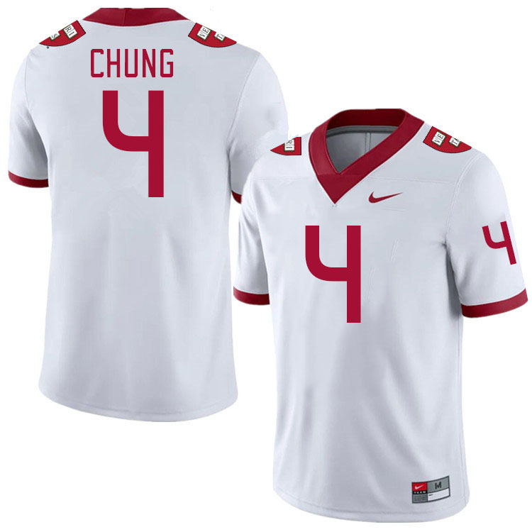 Men-Youth #4 John Chung Harvard Crimson 2023 College Football Jerseys Stitched Sale-White